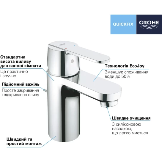 Додаткове фото - Змішувач для раковини Grohe QuickFix Get S-Size 32883000