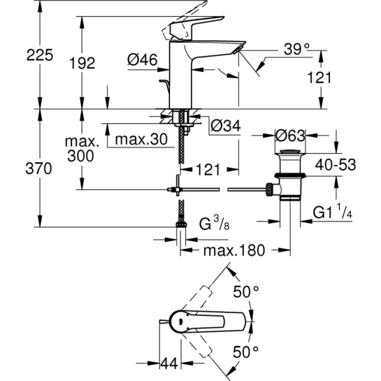 Додаткове фото - Змішувач для раковини Grohe QuickFix Start M-Size 23455002