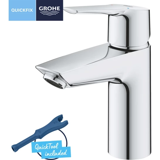 Додаткове фото - Змішувач для раковини Grohe QuickFix Start S-Size 23550002 з донним клапаном