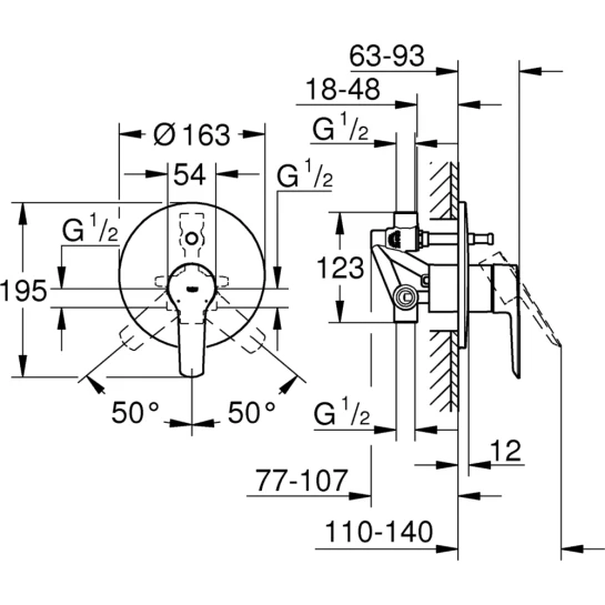 Додаткове фото - Змішувач прихованого монтажу для ванни Grohe QuickFix Start 23558002 на 2 споживача