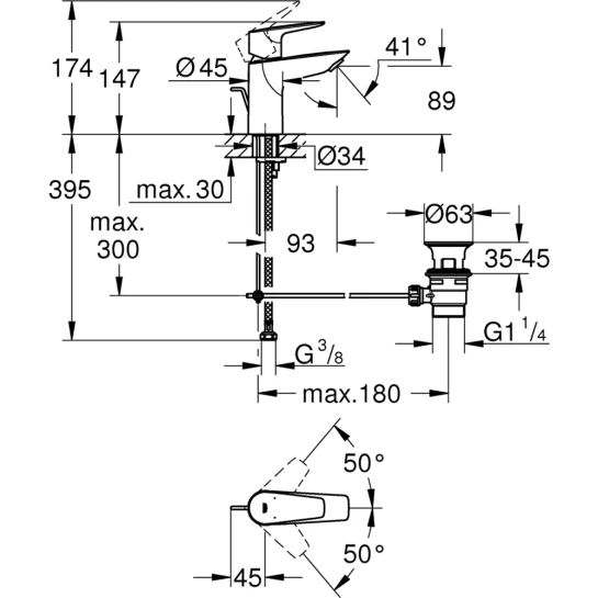 Додаткове фото - Змішувач для раковини Grohe QuickFix StartEdge S-Size 24196001