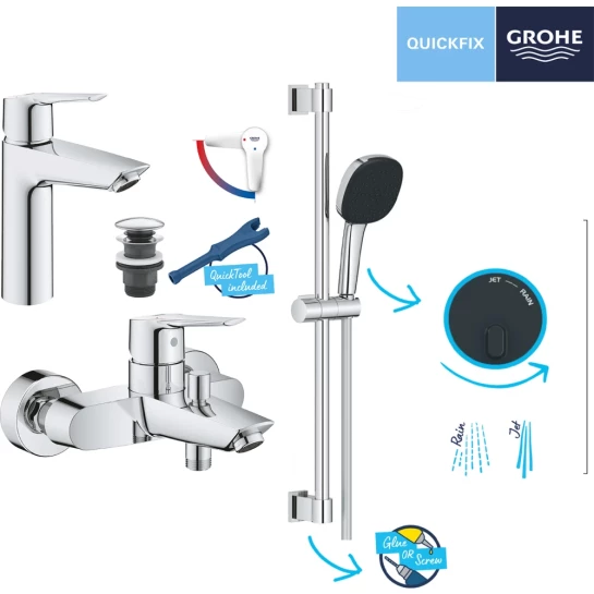 Додаткове фото - Набір змішувачів 3 в 1 для ванної кімнати Grohe QuickFix Start M-Size UA202301ME