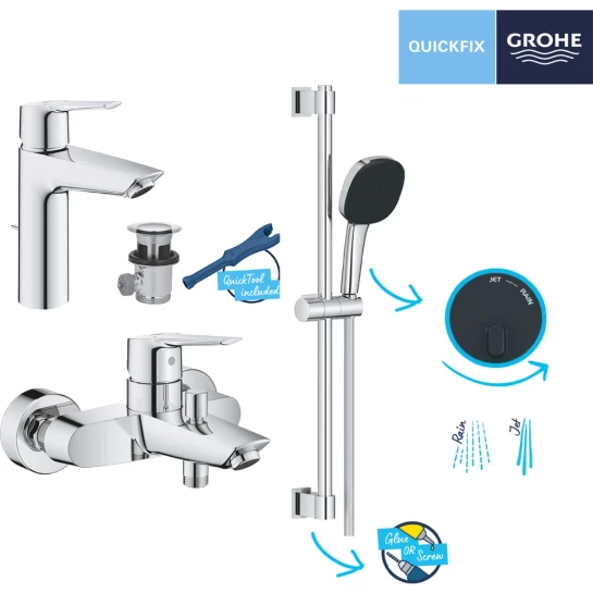 Додаткове фото - Комплект змішувачів для ванної кімнати Grohe QuickFix Start UA202301MQ