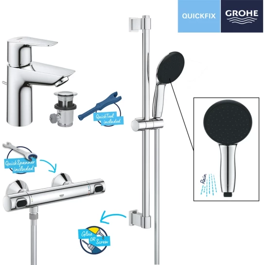 Додаткове фото - Комплект змішувачів для душу з термостатом Grohe QuickFix UA202503TS