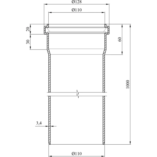 Додаткове фото - Труба для зовнішньої каналізації Rozma SN4 110х1000х3,4 мм
