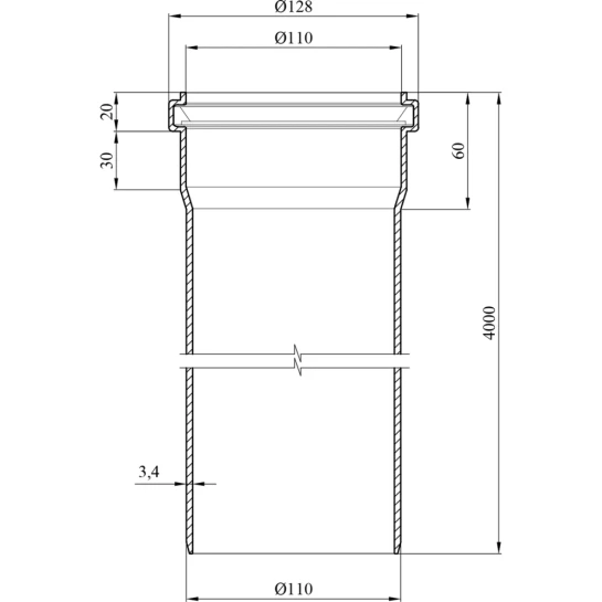 Додаткове фото - Труба для зовнішньої каналізації Rozma SN4 110х4000х3,4 мм