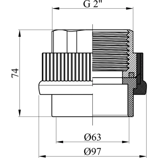 Додаткове фото - Муфта PPR GrandiTherm 63х2" РВ