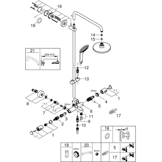 Додаткове фото - Душова система термостатична Grohe QuickFix Vitalio Joy System 260 27860001