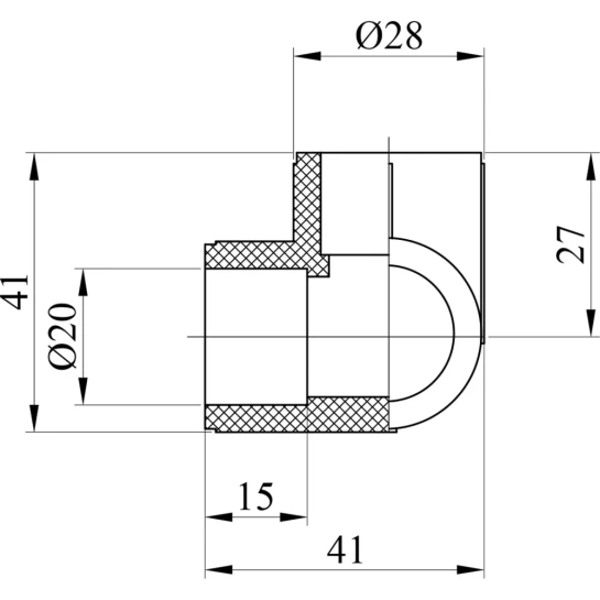 Додаткове фото - Трійник кутовий PPR GrandiTherm 20х20х20 мм