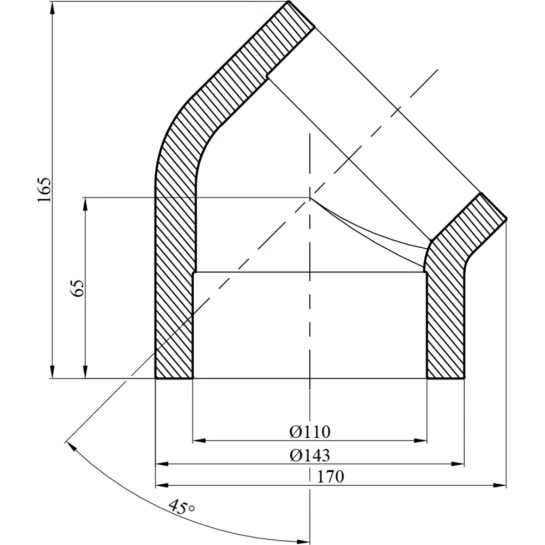 Додаткове фото - Коліно 45° PPR Rozma 110 мм