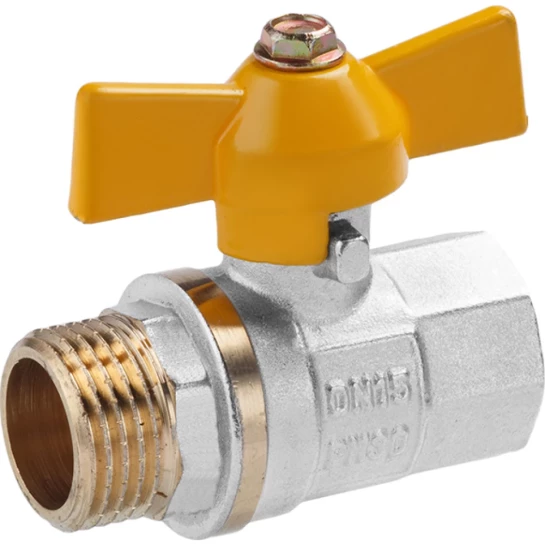 Головне фото - Кран кульовий для газу Valves 1/2" ВЗ PN30 жовтий метелик, нікельований