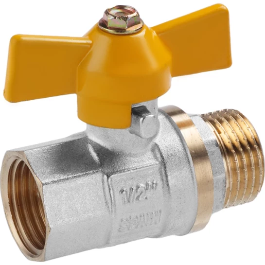 Додаткове фото - Кран кульовий для газу Valves 1/2" ВЗ PN30 жовтий метелик, нікельований