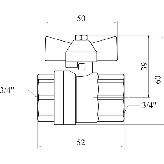 Додаткове фото - Кран кульовий для газу Valves 3/4" ВВ PN30 жовтий метелик, нікельований