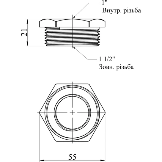 Додаткове фото - Футорка Karro 1 1/2"х1" ЗВ нікельована KR-3115