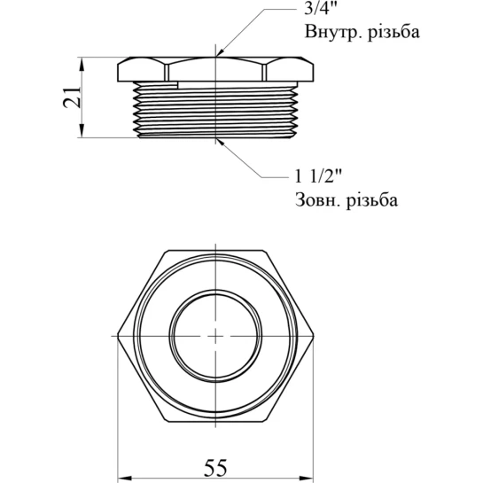 Додаткове фото - Футорка Karro 1 1/2"х3/4" ЗВ нікельована KR-3115