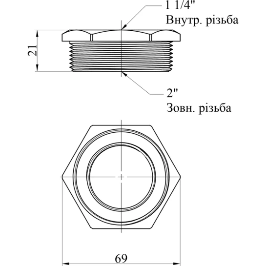 Додаткове фото - Футорка Karro 2"х1 1/4" ЗВ нікельована KR-3115