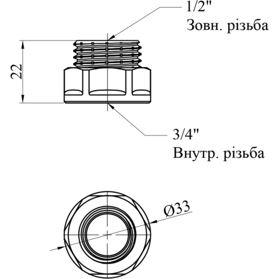 Додаткове фото - Перехід STA "Premium" 3/4"х1/2" ВЗ нікельований