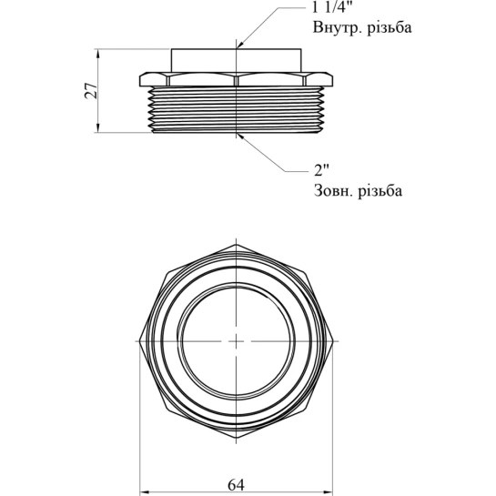 Додаткове фото - Футорка STA 1 1/4"х2" ВЗ латунна New