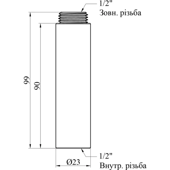 Додаткове фото - Подовжувач STA 1/2" ВЗ, L=90 мм латунний