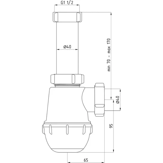 Додаткове фото - Сифон для кухонної мийки ANIplast 1 1/2''х40 мм без випуску A0120EU