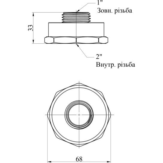 Додаткове фото - Перехід STA 2"х1" ВЗ латунний