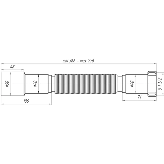 Додаткове фото - Гофра ANIplast 1 1/2"х40/50 мм 410-800 мм K106