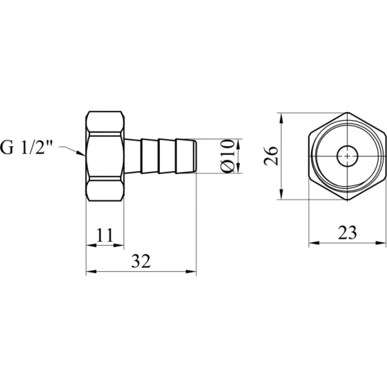 Додаткове фото - Штуцер LexLine 1/2" РВ, D=10 мм латунний УК0002-3