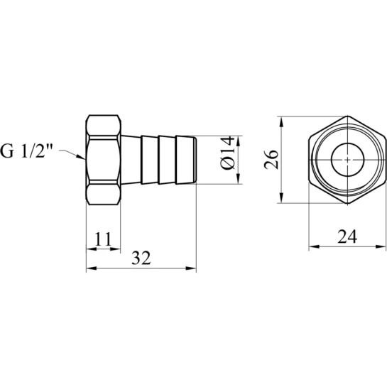 Додаткове фото - Штуцер LexLine 1/2" РВ, D=14 мм латунний УК0002-5