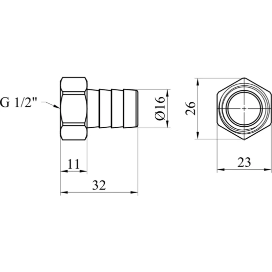 Додаткове фото - Штуцер LexLine 1/2" РВ, D=16 мм латунний УК0002-6