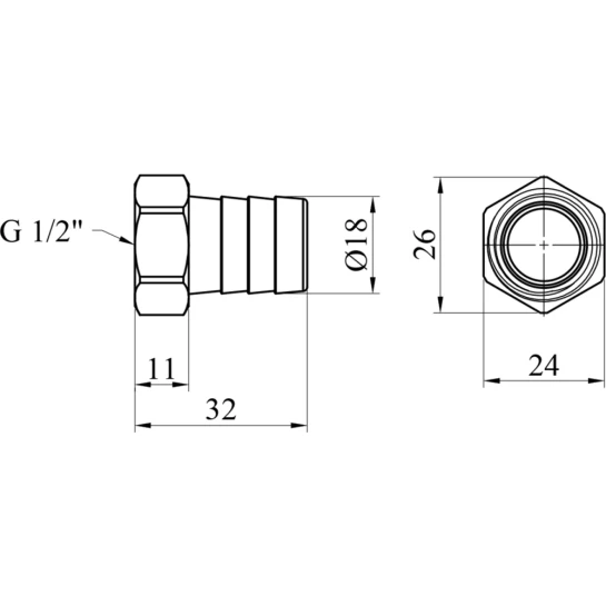 Додаткове фото - Штуцер LexLine 1/2" РВ, D=18 мм латунний УК0002-7