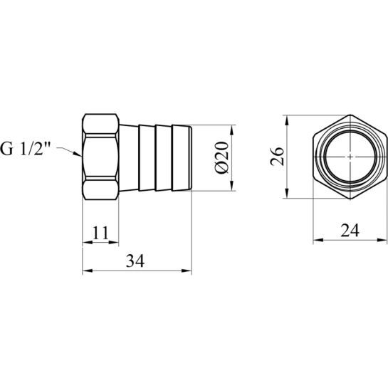 Додаткове фото - Штуцер LexLine 1/2" РВ, D=20 мм латунний УК0002-8