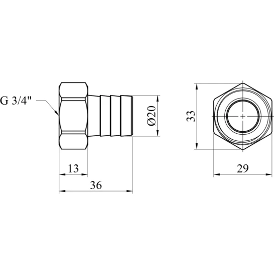 Додаткове фото - Штуцер LexLine 3/4" РВ, D=20 мм латунний УК0003-5