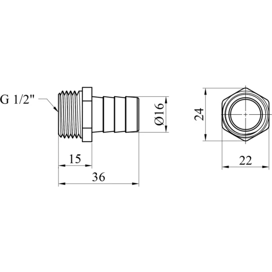 Додаткове фото - Штуцер LexLine 1/2" РЗ, D=16 мм латунний УК0008-5