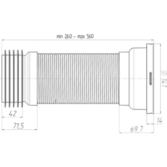 Головне фото - Гофра для унітаза ANIplast D-110 мм 230-500 мм, армована К928