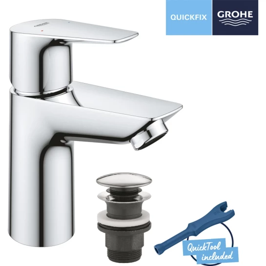 Додаткове фото - Змішувач для раковини Grohe QuickFix Start Edge S-Size 23898001 з донним клапаном