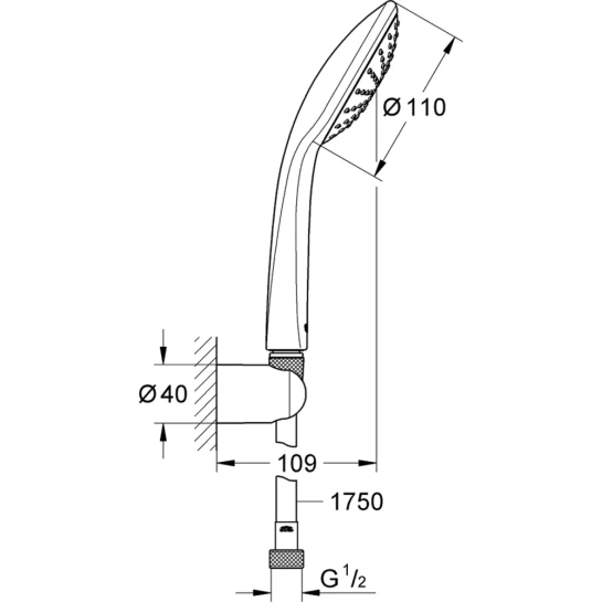 Додаткове фото - Душовий набір Grohe QuickFix Vitalio Joy 110 Mono 27324000