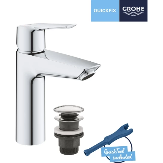 Додаткове фото - Змішувач для раковини Grohe QuickFix Start M-Size 23746002 з донним клапаном