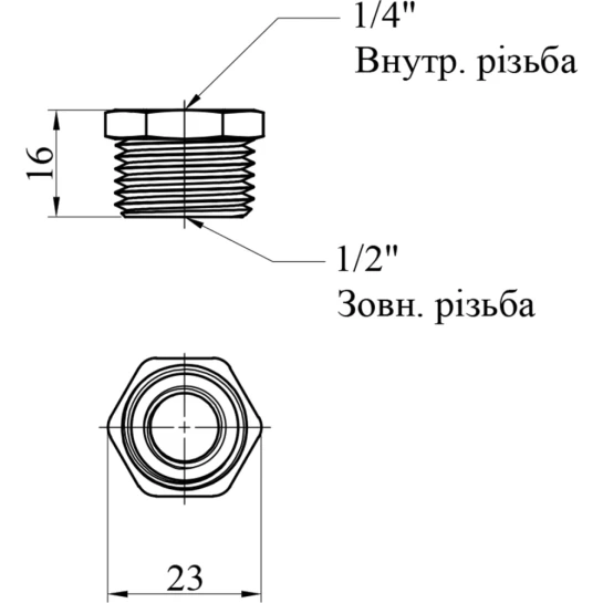 Додаткове фото - Футорка посилена під манометр LexLine 1/2"х1/4" ВЗ нікельована НК0703-Вн