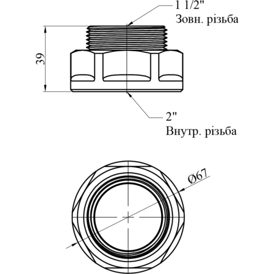 Додаткове фото - Перехід посилений LexLine 2"х1 1/2" ВЗ нікельований НК0622-Вн