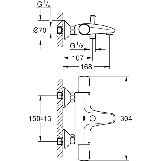 Додаткове фото - Змішувач термостатичний для ванни Grohe QuickFix Precision Start 345982430