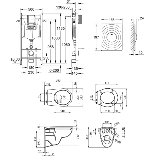 Додаткове фото - Комплект унітаза з інсталяцією 4 в 1 Grohe Solido Surf UA38971574A