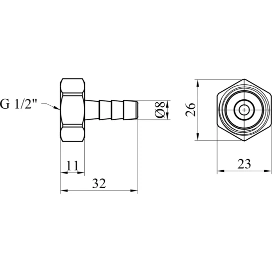 Додаткове фото - Штуцер LexLine 1/2" РВ, D=8 мм латунний УК0002-1