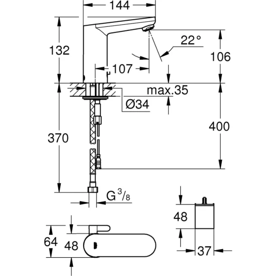 Додаткове фото - Змішувач безконтактний для раковини Grohe Get E 36366001