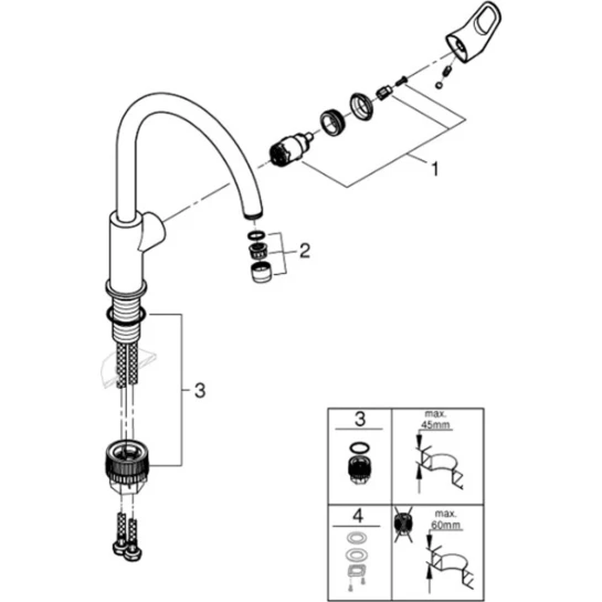 Додаткове фото - Змішувач для кухні Grohe Start Flow 31555001