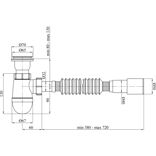 Додаткове фото - Сифон для кухонної мийки Kroner KRP - TW01 1 1/2"х40/50 мм