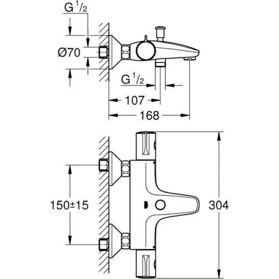 Додаткове фото - Змішувач термостатичний для ванни Grohe Grohtherm 800 34567000