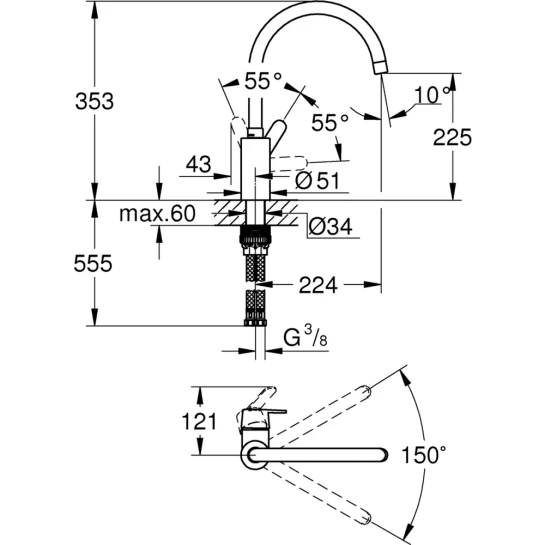 Додаткове фото - Змішувач для кухні Grohe QuickFix Get 31494001