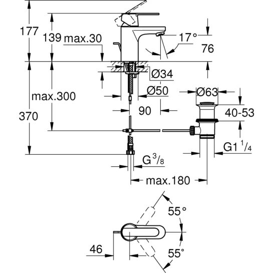 Додаткове фото - Змішувач для раковини Grohe QuickFix Get S-Size 32883000