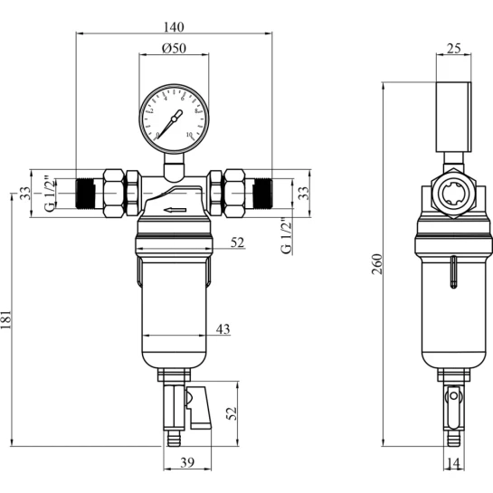 Додаткове фото - Фільтр самоочисний Karro 1/2" ЗЗ прозорий, латунний KR-88044