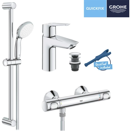 Додаткове фото - Набір змішувачів 2 в 1 для ванної кімнати Grohe QuickFix Start S-Size 34841551TS